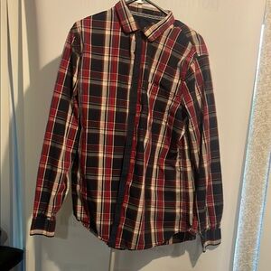 Armani Exchange Casual Red and Blue Button Down Shirt